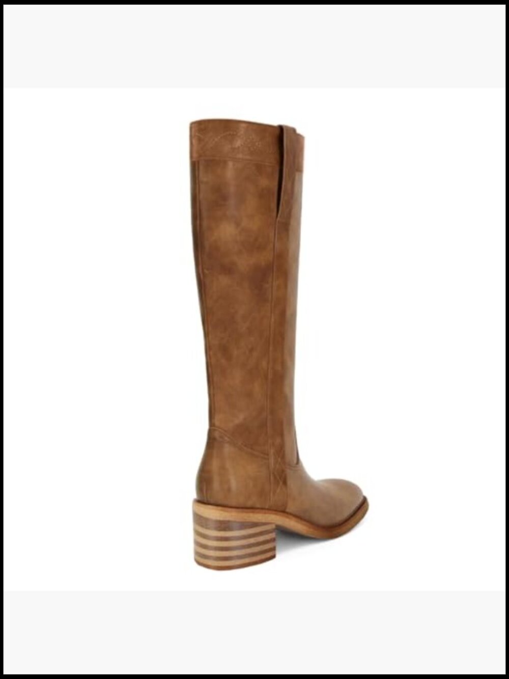 Vintage Knee High Boots Side Lace Chunky Heel Round Toe Wide Calf - Picture 5 of 5